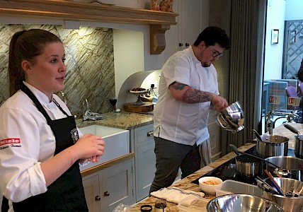 Jamie Scott preparing meal using Miele appliances